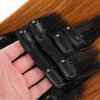 Ombre Clip in Hair Extensions Straight Human Hair 140g 100% Human Hair 8Pcs Total of 18 Clips #1B/30 Brown Hair Extensions for Black Women Hair (22 Inch, 1B/30 Brown）