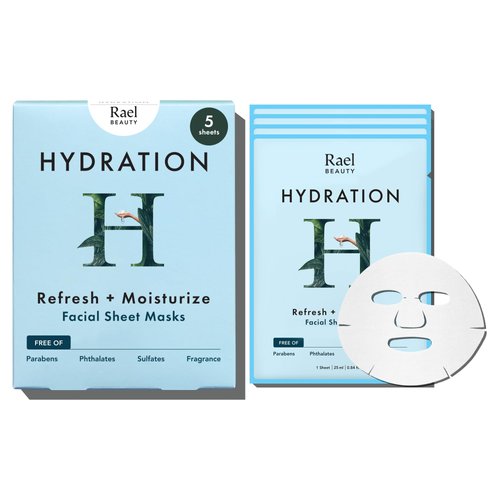 Rael Face Mask Skin Care, Hydrating Face Masks - Bamboo Facial Sheet Mask, Korean Skincare, Dewy Skin Care, Hydrating and Moisturizing, made with Fruit Extracts, All Skin Types (Hydration, 5 Sheets)