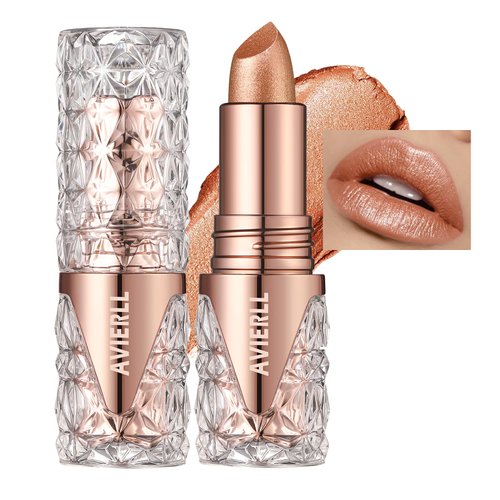 AKARY Shimmer Pearl Mermaid Lipstick, Waterproof Metallic Lip Gloss Makeup for Women, Hydrating Tinted Lip Balm with Creamy Texture Non-Stick Cup, High Impact Lip Color with Transfer-proof Wear, 05