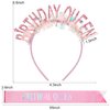 Aprince Pink Birthday Headband Birthday Crown Birthday Sash for Women Birthday Tiara Happy Birthday Headband Party Decorations Birthday Crown for Girls