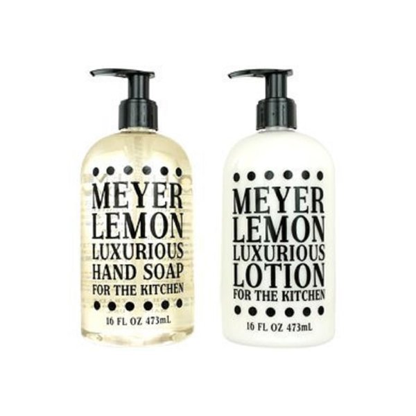 Greenwich Bay Trading Company Kitchen Collection Bundle: Meyer Lemon - 16 Ounce Shea Butter Lotion & 16 Ounce Hand Soap