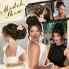 HMD 100% Human Hair Bun Messy Bun Extensions Human Hair Messy Rose Bun Hair Piece Curly Hair Bun with Elastic Band Hair Bun Hair Extensions Tousled Updo Hairpieces for Women(Dark Brown)