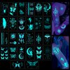 Luminous Mystic Boho Temporary Tattoo - Luvsweets 26 Sheets Butterfly Flower Glow In The Dark Temporary Tattoos for Women Girls Adult Glitter Fake Tattoo Stickers Party Decorations Supplies Favors