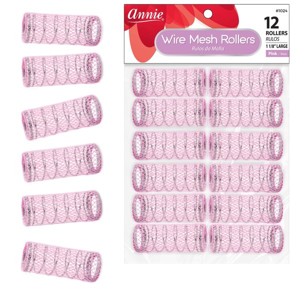 Annie 1-1/8" Wire Mesh Hair Rollers - 12 Pcs.