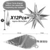50 Pcs Silver Foil Cone Star Balloons Big 26 inch Silver Explosion Star Mylar Balloons 12 Point 3D Starburst Star Balloons for Party Supplies Christmas Birthday Wedding Decorations Party Supplies
