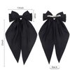 Chanaco Hair Bows (3 Count) - Hair Ribbon, Black, White, Pink Oversized & Long Tail Fabric Hair Accessories for Women & Girls - Comfortable & Non Slip Bows for Parties, Office, School, Travel