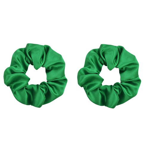 ZOONAI Women Teen Girls Satin Scrunchies Hair Accessories Elastic Hair Ponytail Holder Hair Tie - Set of 2 (Green)