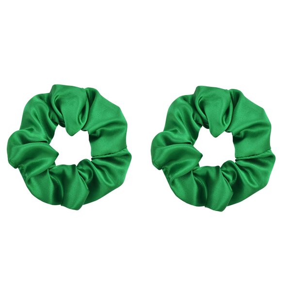 ZOONAI Women Teen Girls Satin Scrunchies Hair Accessories Elastic Hair Ponytail Holder Hair Tie - Set of 2 (Green)