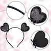 SeBneny Black Heart Headband Valentine's Day Heart Headband Sequin Glitter Hair Band Hoops Love-shaped Head Hair Hoop Headdress Christmas Headbands for Girls