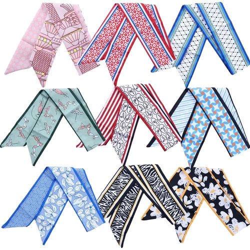 Vctitil 9 Pcs Women Hair Band Cloth Accessories, Retro Long Ribbon Scarf Temperament Fashion Design Flower Print Pastoral Style Hair Band