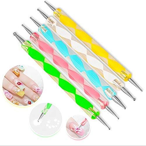 Goliton Nail Art Design Dotting Painting Drawing Polish Brush Pen Dotting Tools Set for Nail Art, Embossing Stylus for Painting (5PCS)