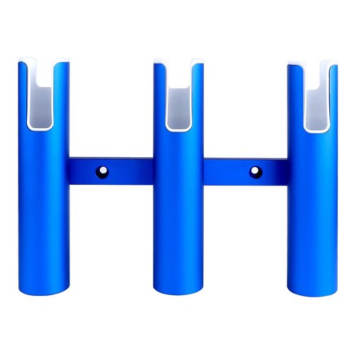 Blue Aluminium Fishing Rod Holder for Boat, Wall-Mounted 3 Tubes Linked Fishing Pole Holders, Fishing Rod Rack for Garage, Holds 3 Rods, 3 Rod Rack for Marine Yacht Truck RV Home