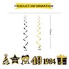 LARRAZABAL 40th Birthday Decorations for Men, Black Gold 1984 Birthday Decorations Include 40th Birthday Banner and Hanging Swirls for Men Women, 40th Birthday Party Supplies