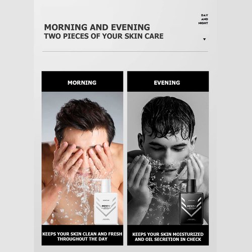 JOMTAM Men's Morning Amino Acid Evening Deep Sea Mud Oil Control Moisturizing Facial Cleanser Fresh Face Moisturizer 150g (Evening Deep Sea Mud Oil Control Cleanser 150g)