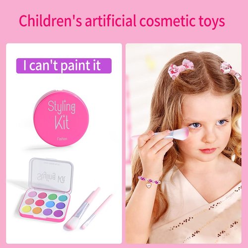 JXJ Pink Pretend Makeup Toy Set for Little Girls - Dress Up Fun for 2-8 Year Olds - Includes Nail Polish, Lipstick, and More!