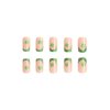 24 Pcs St. Patrick's Day Press on Nails Short Square Fake Nails with Glue Green False Nails with Shamrock Designs Green French Nails Tips Acrylic Glue on Nails Full Cover Stick on Nails for Women