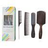 Detangling 4 Pcs Hair Brush & Comb Set For Men and Women, Great For Wet, Dry or Curly Hair (Black)