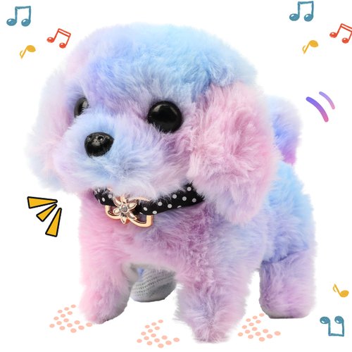Easfan Walking Puppy Stuffed Animal Interactive Rainbow Dog Barking Tail Wagging Head Nodding Edu...