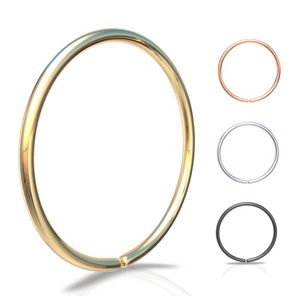 Tiny Gold Nose Ring hoop - 24 gauge snug Nose Hoop thin nose Piercings hoops - nose piercing rings