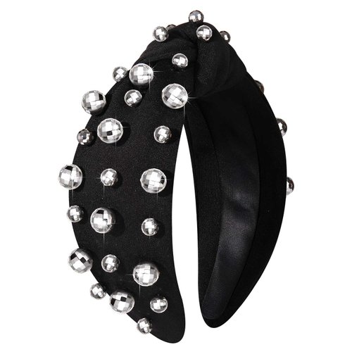MOLOCH Disco Ball Headband for Women 70s 80s Disco Ball Knotted Headband Silver Mirrorball Ball Top Knot Headband Western Concert Hair Accessories New Year Gifts