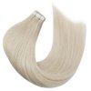 Moresoo Tape in Hair Extensions Blonde Human Hair Extensions Glue in Platinum Blonde Tape in Extensions Real Human Hair Invisible Hair Extensions Tape in Real Human Hair 18 Inch #60 40pcs 100g