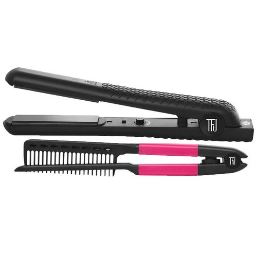 TFJ PRO Ceramic Hair Straightener Styling Iron & Comb Set