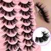 7 Pairs Manga Lashes Wet Look 19mm Flu-ffy D Curl Lashes Volume Spiky Lashes Dramatic Cosplay Lashes Wispy Fairy Lashes Faux Mink False Eyelashes Japanese Korean Lashes(S24)