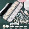 Flat Back Rhinestones&Pearls Kits Round Glass Crystal AB&Transparent White Gems+White&Beige Pearls with Quick Dry Makeup Glue+Picker Pencil+Tweezer for Nail Art and Face Eye Body Make-up