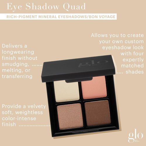 Glo Skin Beauty Eye Shadow Quad | Four Expertly Matched Shades for A Custom Eye Statement, (Bon Voyage)