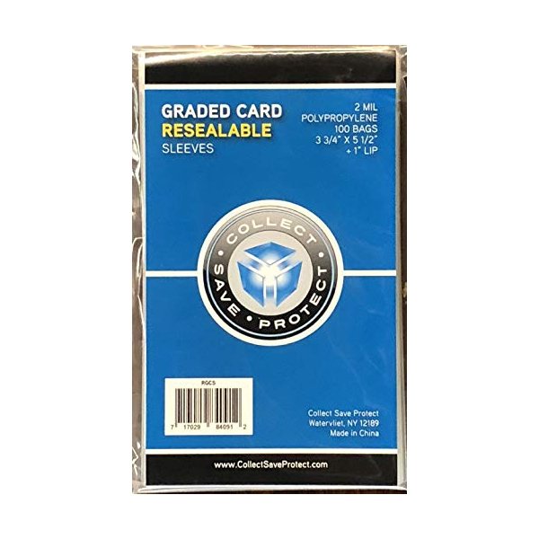 CSP - SGC Graded Card Sleeves Resealable Bag - 2 Mil - 100 Bags - Protect SGC Slabs from Scratches