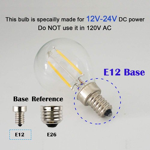 OPALRAY DC 12V 24V Low Voltage LED Mini Globe Bulb, 2W 200Lm, Dimmable with DC Dimmer, Warm White Light, E12 Small Base, 25W Incandescent Equivalent, for DC/AC 12Volts Power Supply, 6-Pack