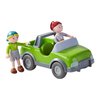 HABA Little Friends Out and About Playset with 2 Toy Figures and Green Momentum Motor Vehicle