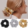 7 Pcs Faux Leather Jacket Cheer Hair Scrunchies For Thick Hair School Performance Scrunchy Sports Ponytail Holder Wrist for Girls Cosplay Show(Gold)