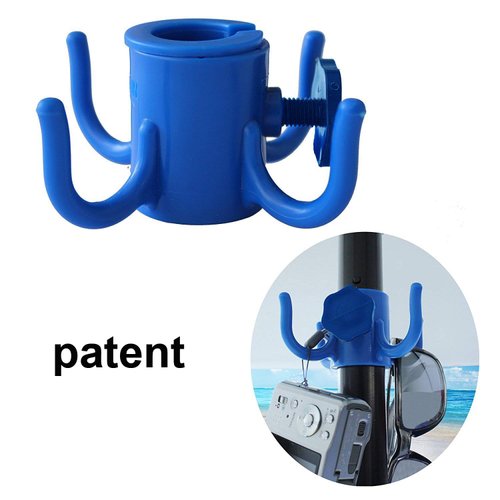 AMMSUN TSD74003, 4-prongs Plastic Hanging for Towels/Hats/Clothes/Camera/Sunglasses/Bags,Fit, Camping Trips Beach Umbrella Hook, 1 Pack, Blue