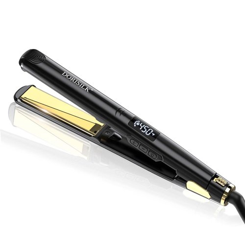 DORISILK Nano Titanium Flat Iron Hair Straightener and Curler 2 in 1, Straightening Iron 450 Degrees, Silky-Smooth Touch 1 Inch Hair Iron Dual Voltage, 30s Fast Heat Salon Professional Control Temp