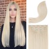 Clip in Hair Extensions, JWLFLOWXISS 24 Inch Long Straight Hair Extensions 5PCS Invisible Thick Clip on Hairpiece Lace Weft Lightweight Synthetic Hairpieces for Women