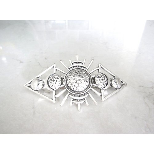 Generic Long silver metal celtic viking nordic metal filigree hair clip barrette