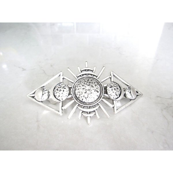 Generic Long silver metal celtic viking nordic metal filigree hair clip barrette