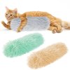 Nydotd 3pcs Cat Toys Cat Pillows, Catnip Toys Interactive Cat Kicker Toy Soft and Durable Plush Fabric Kick Sticks Chasing Chewing Filled Chew for Puppy Kitty Exercise (Gray, Beige, Grass Green)