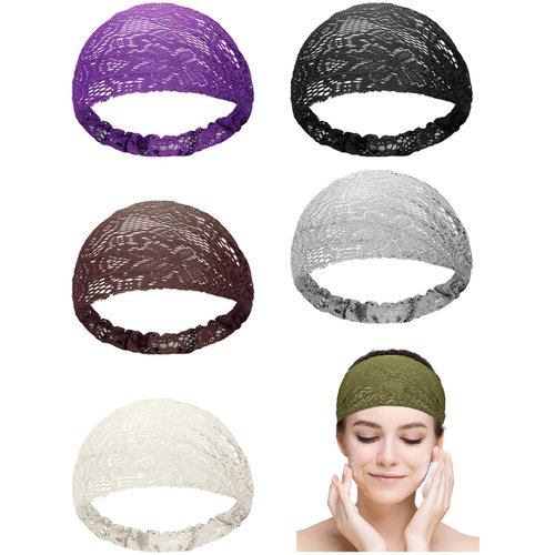 WILLBOND 6 Pieces Lace Headbands for Women Head Wrap Elastic Elegant Bohemian Vintage Hair Turban Headband Stretch Wide Hair Band Headpieces Accessories for Girls, 6 Colors(Retro Pattern)