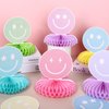 Whaline 9Pcs Smile Face Honeycomb Centerpieces Pastel Smile Face Tabletop Signs Cute Tiered Tray Decor for Birthday Bachelorette Party Home Kitchen Table Decor