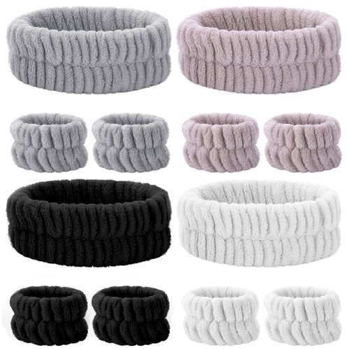 obeoby Spa Headband for Washing Face, 12 Pcs Makeup Headband and Wristband Set for Women Girls Face Wash Headband for Skincare Makeup Bath
