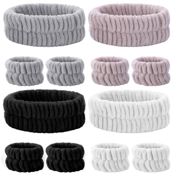 obeoby Spa Headband for Washing Face, 12 Pcs Makeup Headband and Wristband Set for Women Girls Face Wash Headband for Skincare Makeup Bath