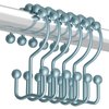 Titanker Shower Curtain Hooks Rings, Rust-Resistant Metal Double Glide Shower Hooks for Bathroom Shower Rods Curtains, Set of 12 Hooks - Lightcyan