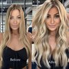 Sew in Hair Extensions Real Human Hair, 16 Inch 100G Weft Hair Extensions Human Hair, Balayage Ash Blonde to Blonde Highlights Hand Tied Weft Hair Extensions Human Hair Bundles Sew in Weft Extensions