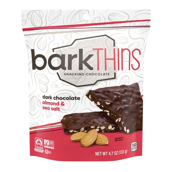 barkTHINS Dark Chocolate Almond and Sea Salt Snacking Chocolate Bags, 4.7 oz (6 Count)