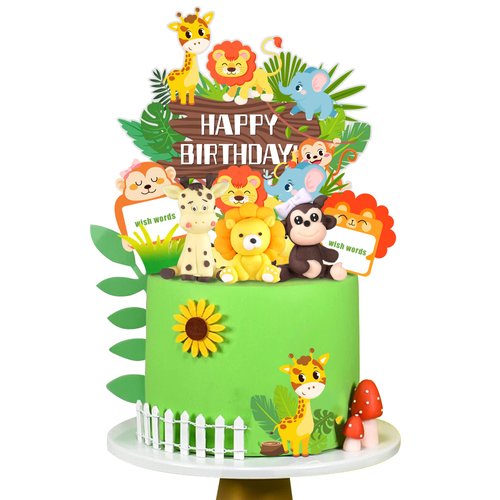 Jungle Safari Animal Cake Toppers Animals Cake Decorations for Jungle Safari Animals Theme Party ...