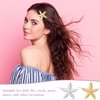 HINZIC 6PCS Starfish Hair Clips, Mermaid Sea Star Ponytail Holder Gold Silver Glitter Bangs Side Barrettes Hair Accessories for Women Halloween Christmas Beach Wedding Birthday