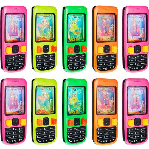 Gejoy 10 Pieces Cellphone Water Ring Game Colorful Handheld Phone Game Water Ring Toss Handheld Game Fun Gifts Valentine's Day Goodie Bags Party Favors for Teenager Birthday Contest Prize, 4 Inches