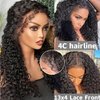 Kinky 4C Edges Hairline HD Lace Front Wig Human Hair With Curly Baby Hair 13x4 Lace Front Wigs Human Hair Pre Plucked Glueless Curly Lace Front Wigs Human Hair For Black Women 150% Density (22 Inch)